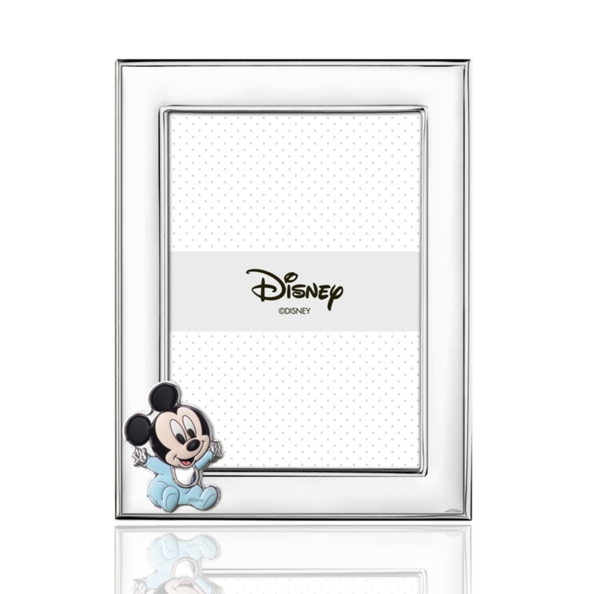 Cornice walt disney in argento laminato con baby mickey mouse per bimbo mis. 9x13