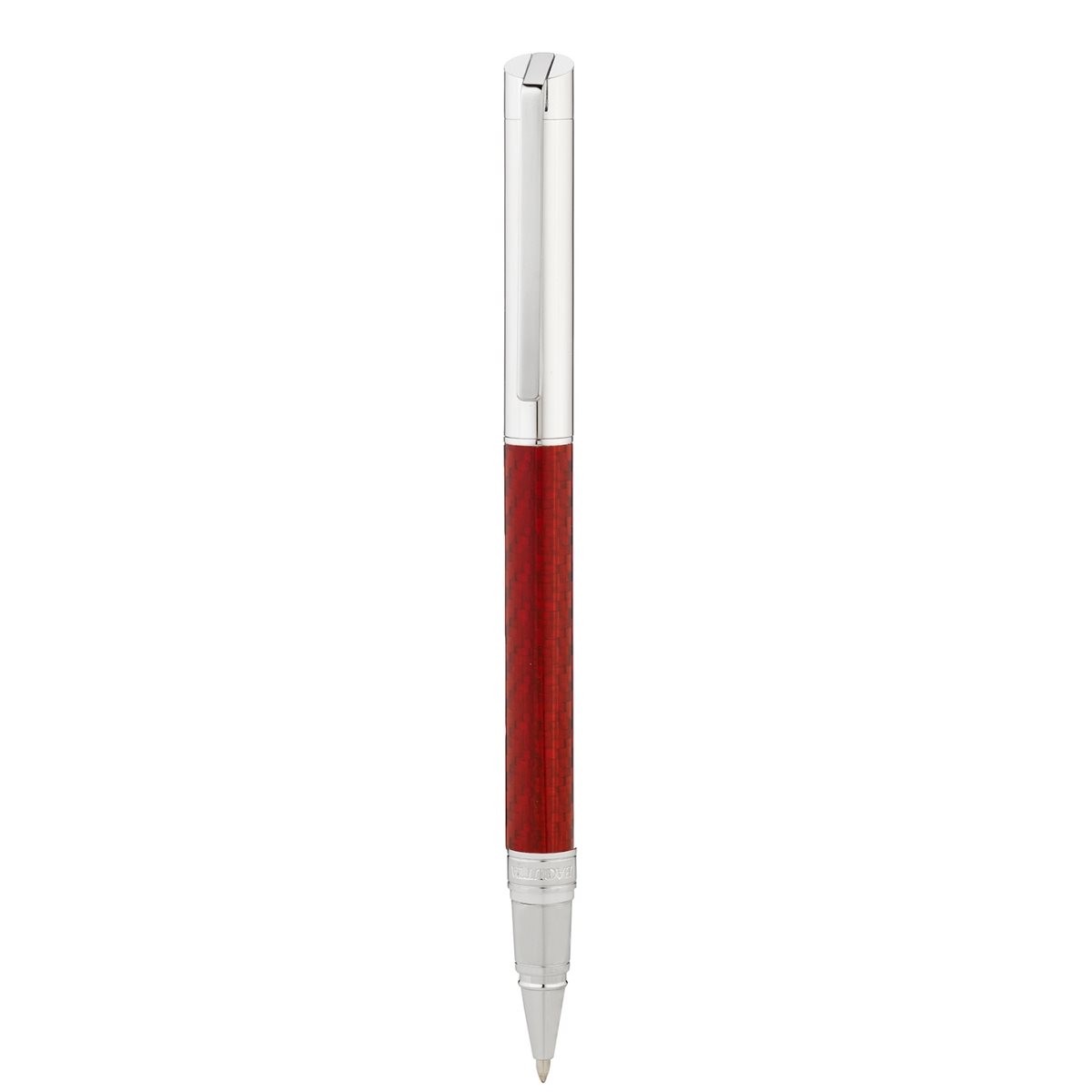 Penna roller in acciaio e plastica rossa