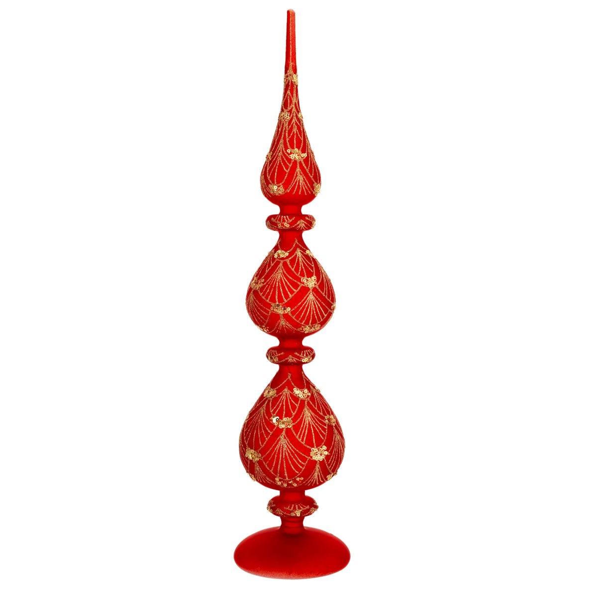 Lampade di ambientazione con luci led a forma di puntale in vetro rosso decorato con glitter�h. 51 cm