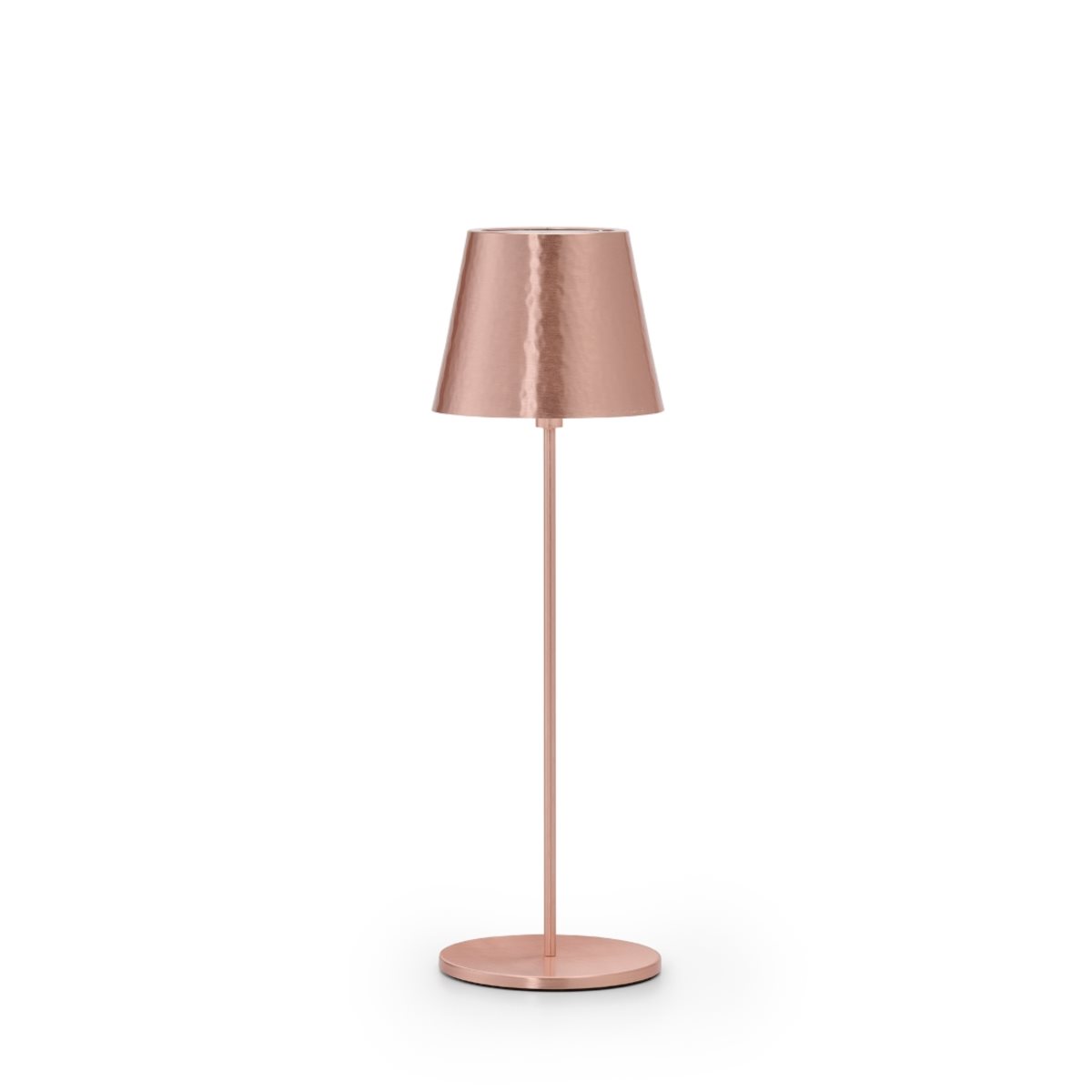 Lampada wireless polaris pro a stelo dritto in ottone con finitura ramata satinata, illuminazione regolabile e ricarica usb