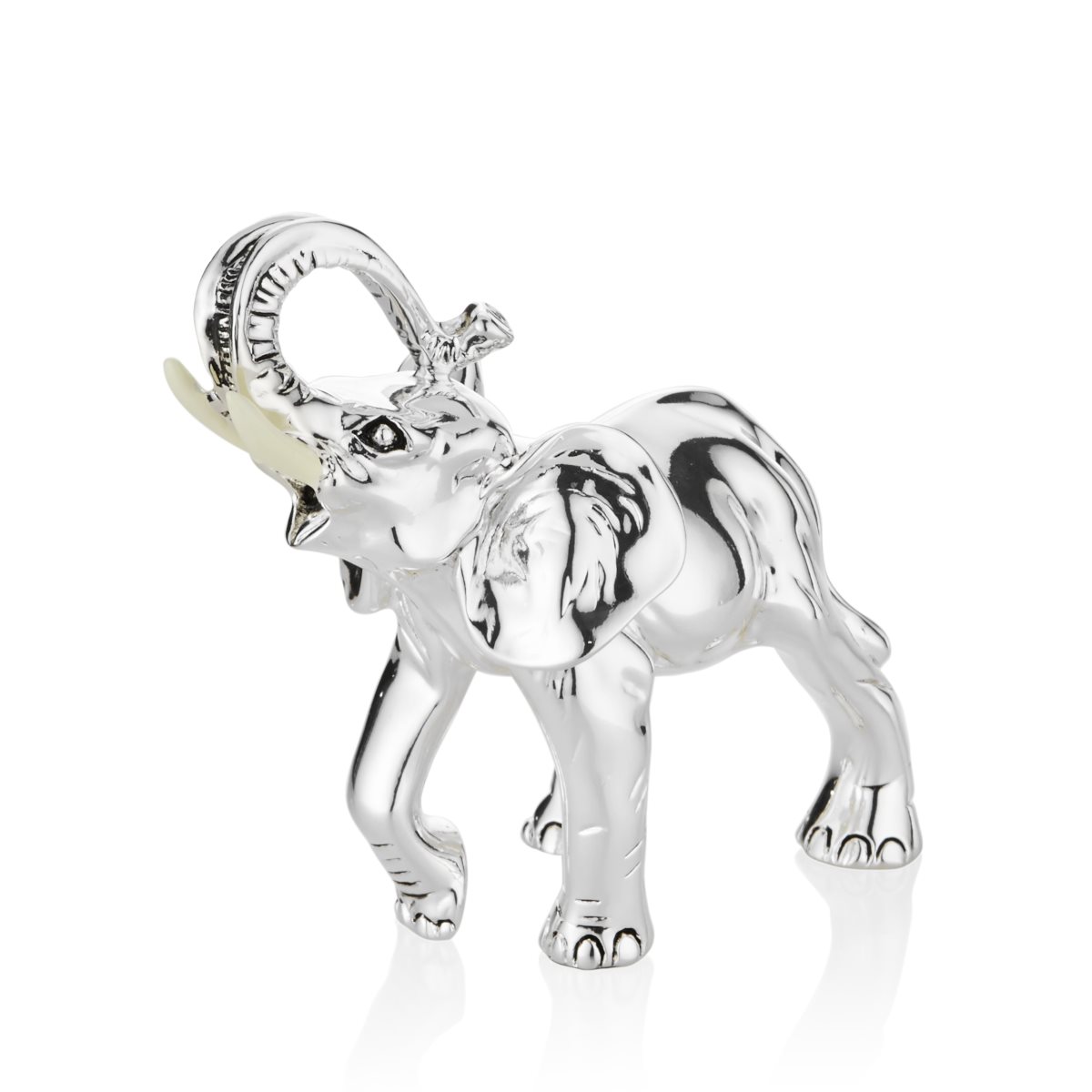 Scultura di elefante portafortuna in resina argentata mis. 12x13