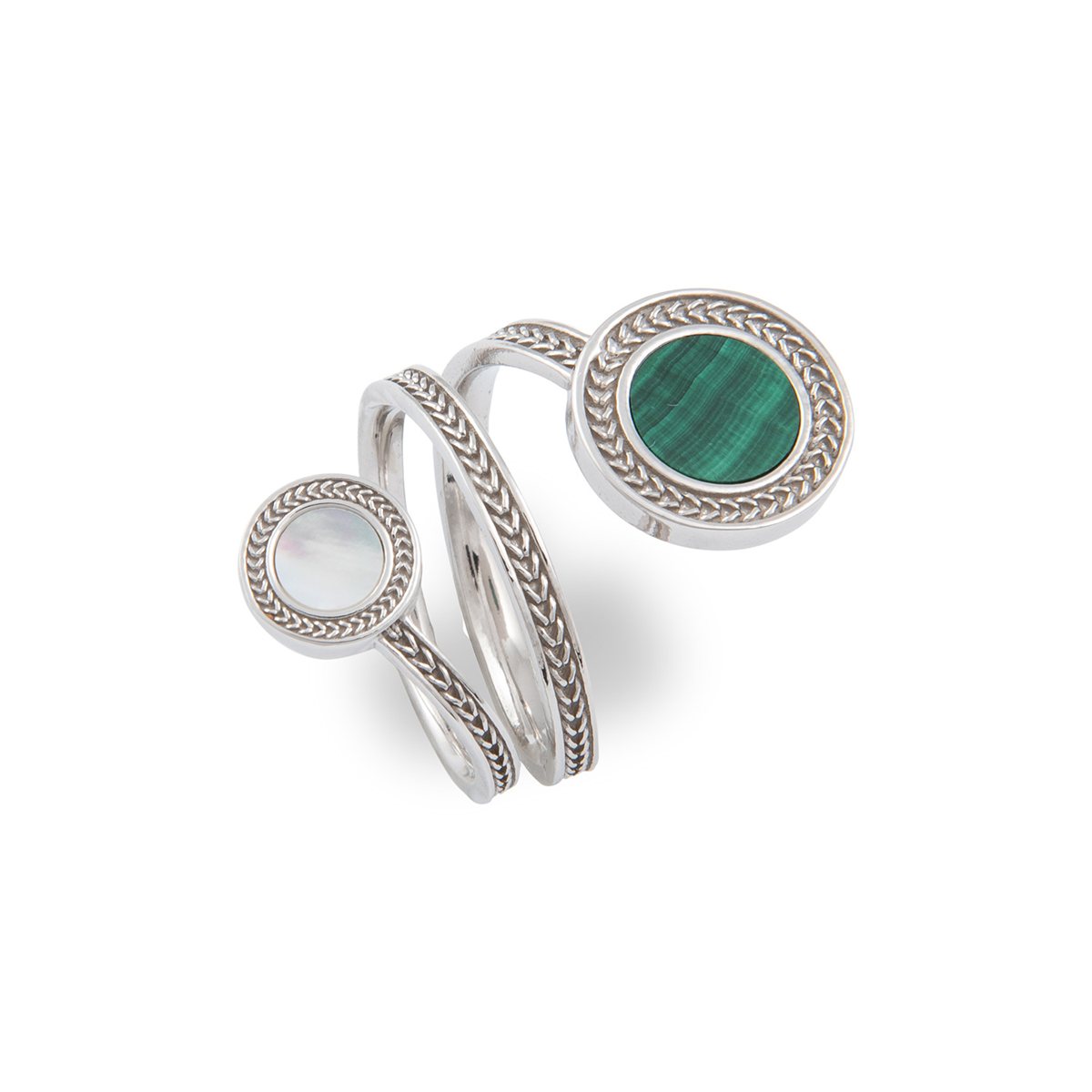 Anello doppio giro realizzato in  argento 925 platinato dal brand dueaerre 1938