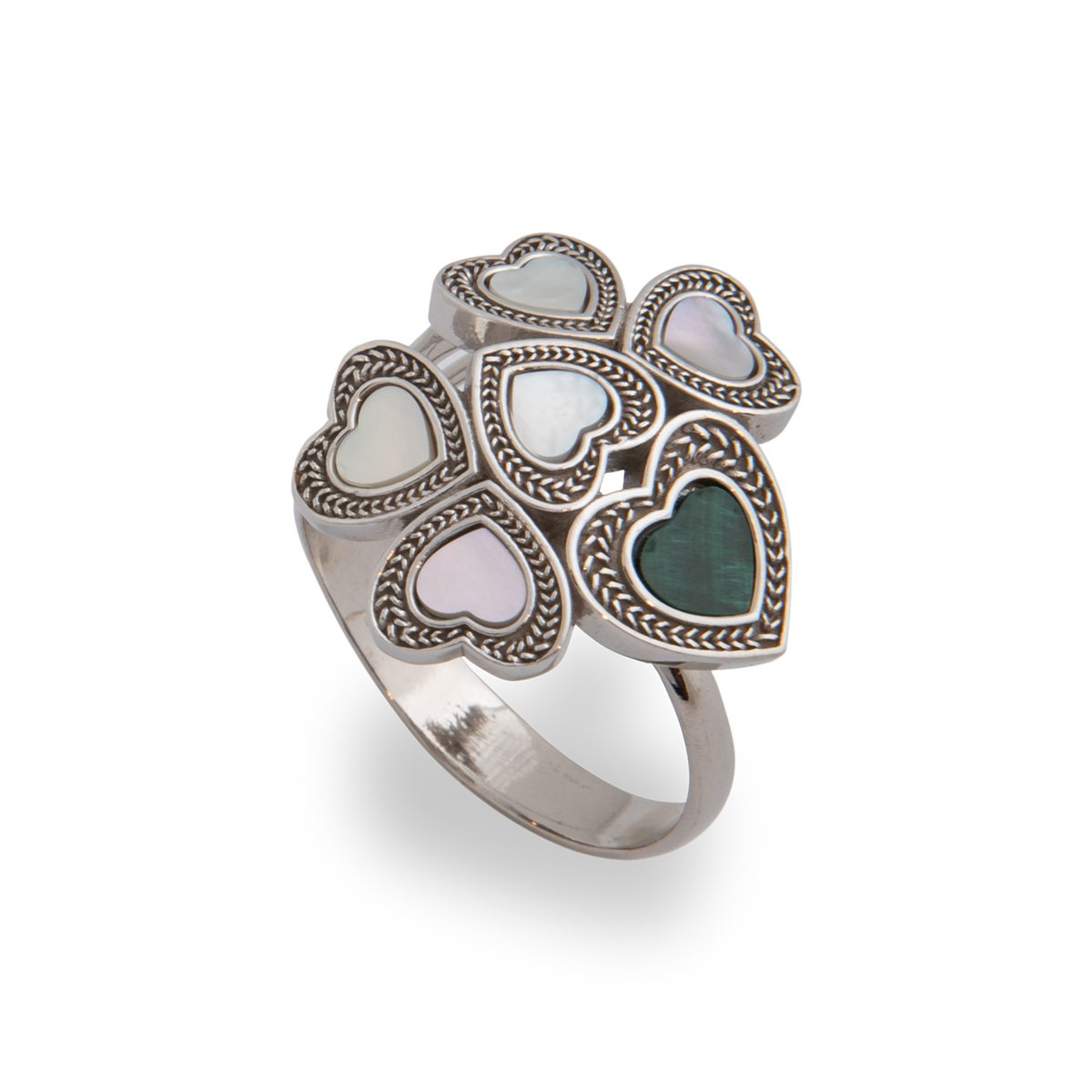 Anello mille cuori realizzato in  argento 925 platinato dal brand dueaerre 1938