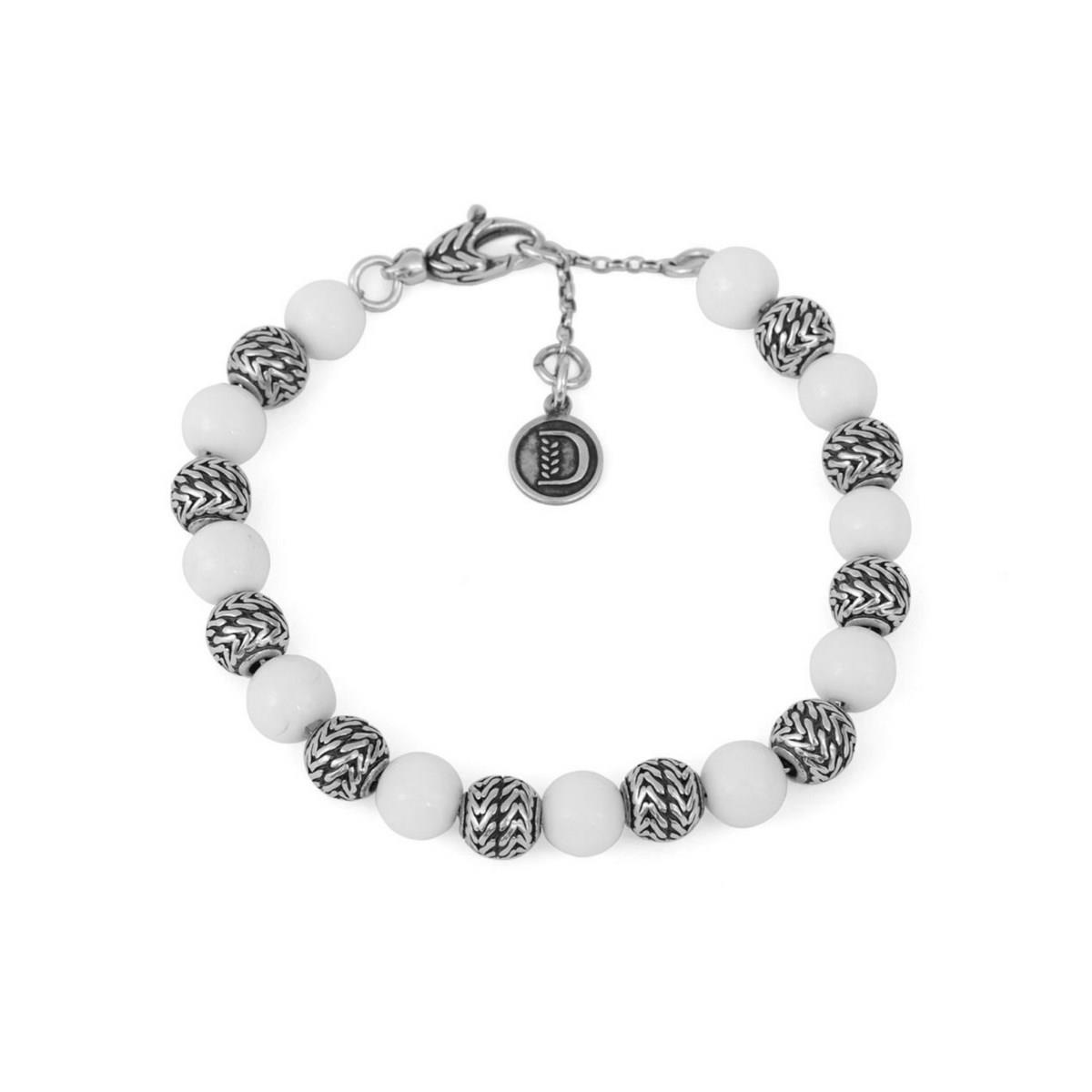 Bracciale chicchi di tesoro con agata  8mm realizzato in argento brunito 925 dal brand dueaerre 1938