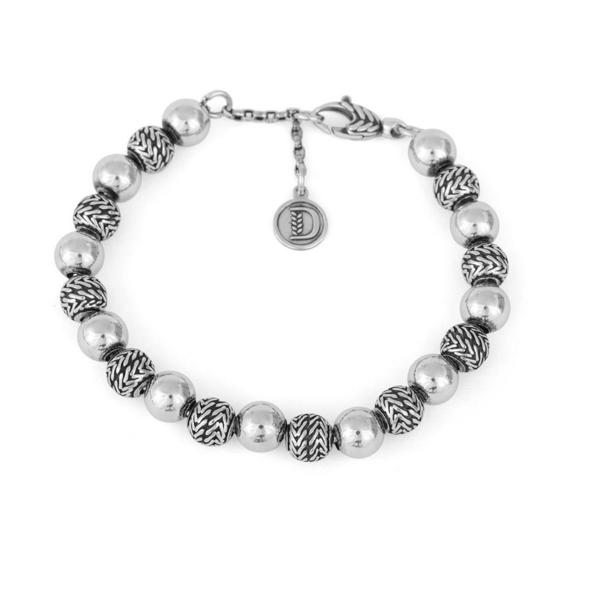 Bracciale chicchi di tesoro in argento  8mm realizzato in argento brunito 925 dal brand dueaerre 1938