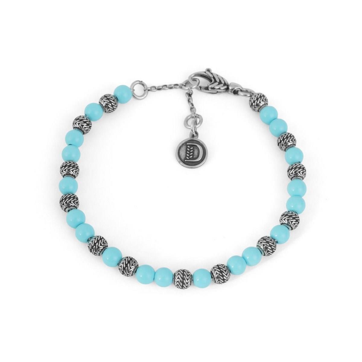 Bracciale chicchi di tesoro con turchese  6mm realizzato in argento brunito 925 dal brand dueaerre 1938