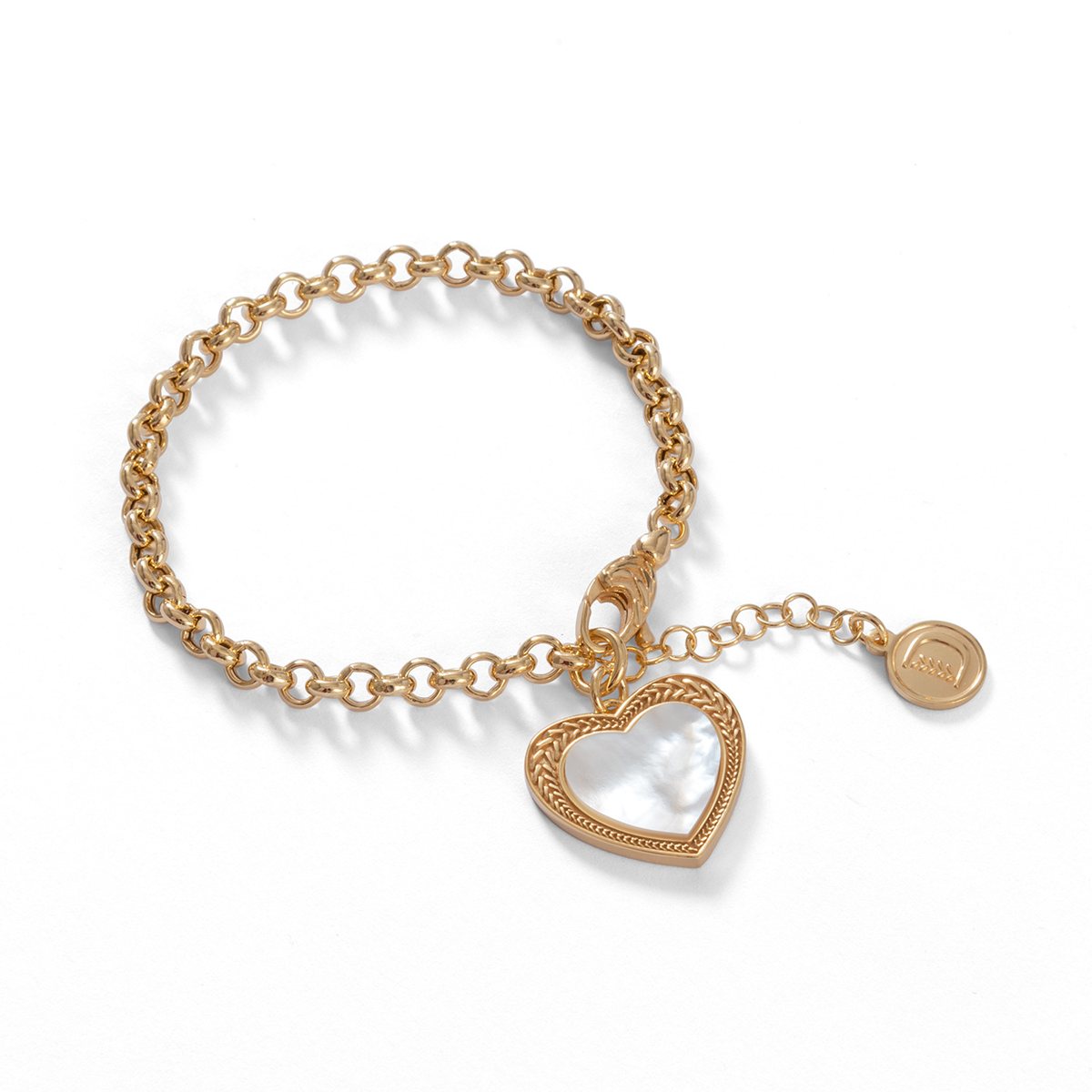 Bracciale cuore madreperla dorato realizzato in argento 925 dorato giallo dal brand dueaerre 1938