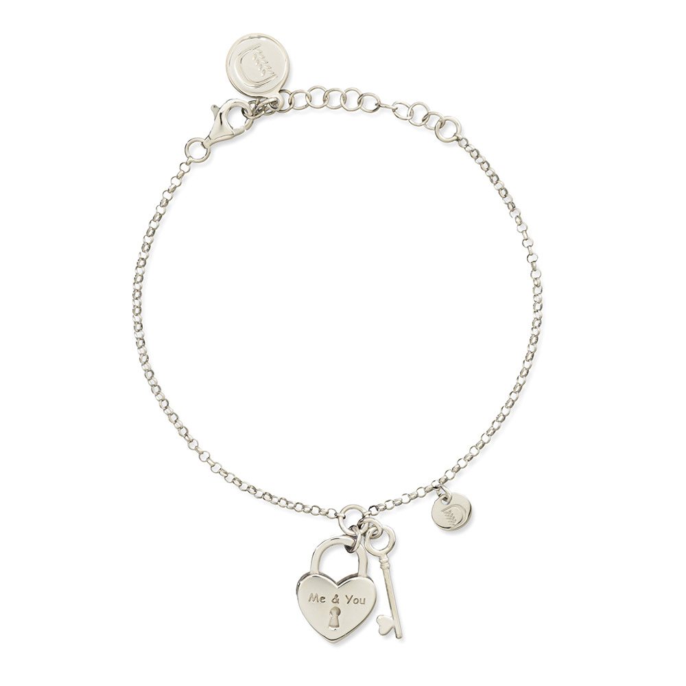 Bracciale promessa cuore con chiave realizzato in argento  925 dal brand dueaerre 1938