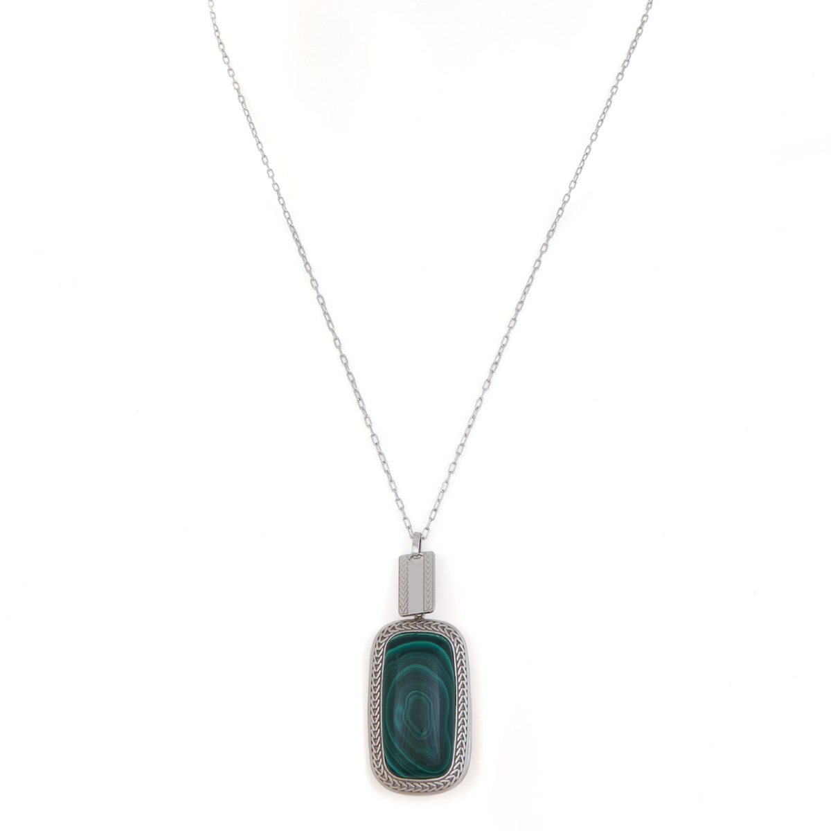 Collana  carattere malachite realizzato in argento 925 rodiato dal brand dueaerre 1938