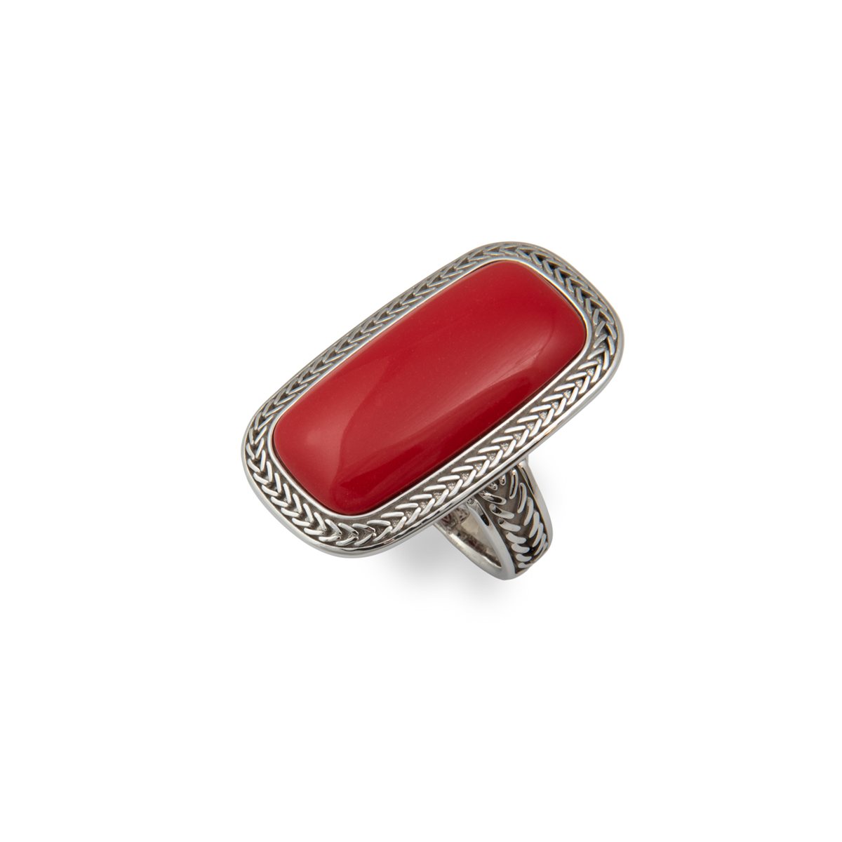 Anello carattere corallo realizzato in argento 925 brunito dal brand dueaerre 1938