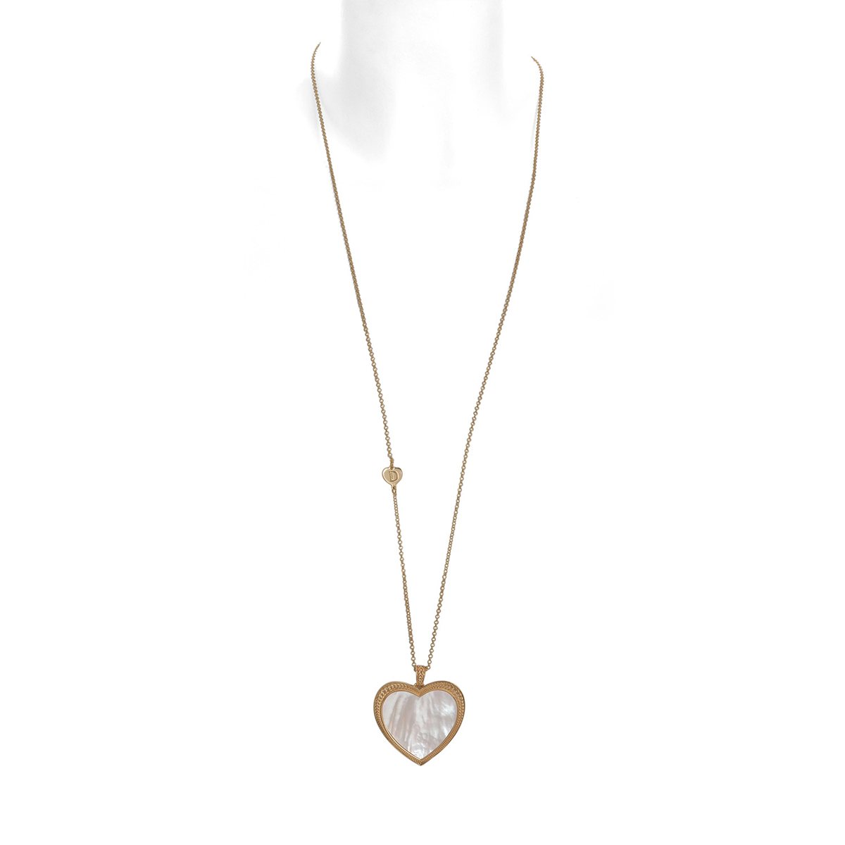 Collana cuore grande madreperla dorata realizzato in argento 925 dorato giallo dal brand dueaerre 1938