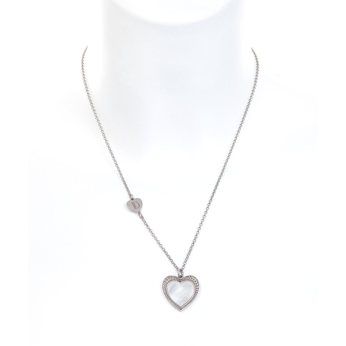 Collana cuore madreperla realizzato in  argento 925 platinato dal brand dueaerre 1938