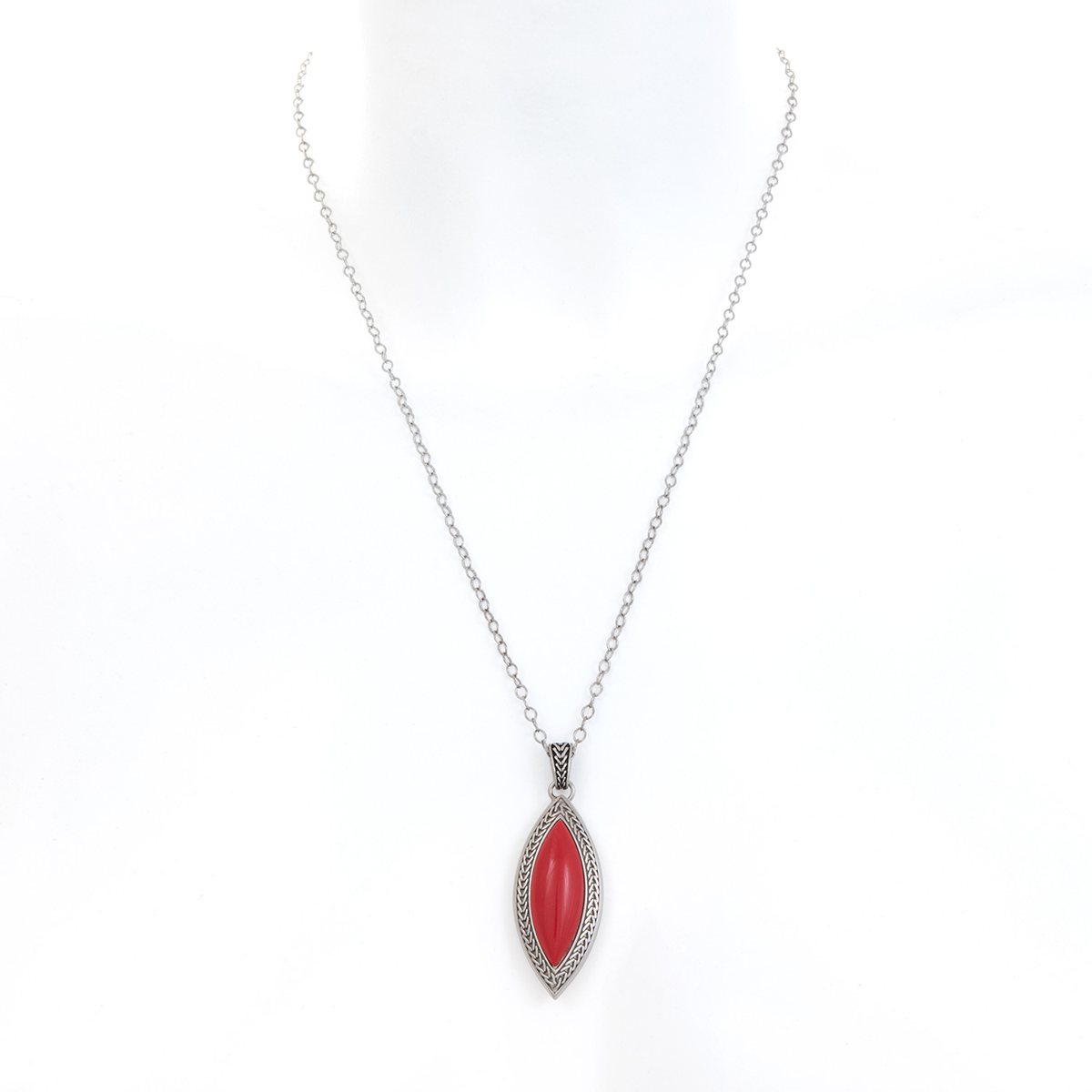 Collana navette corallo realizzato in  argento 925 platinato dal brand dueaerre 1938