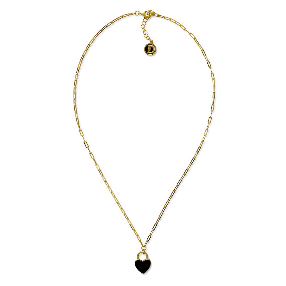 Collana promessa cuore nero dorato realizzato in argento  925 dorato giallo dal brand dueaerre 1938