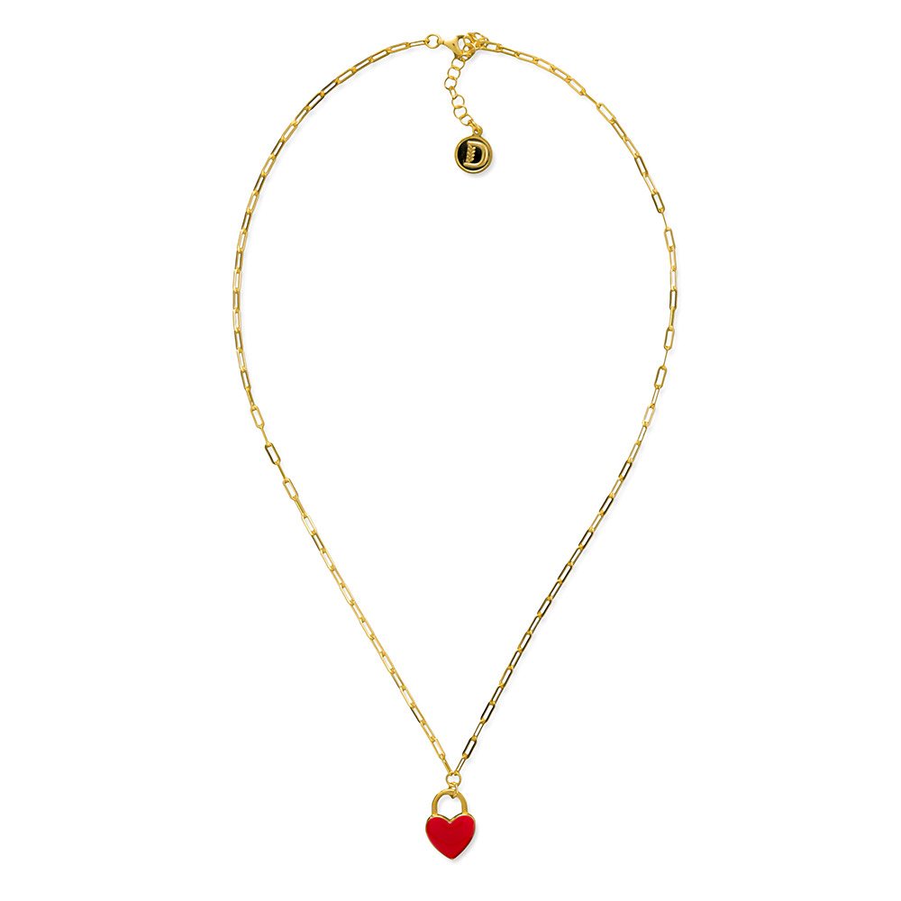 Collana promessa cuore rosso dorato realizzato in argento  925 dorato giallo dal brand dueaerre 1938