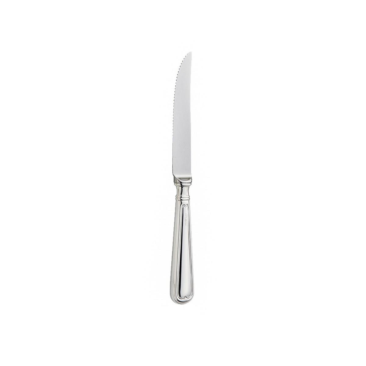 Coltello da bistecca in argento tit. 800 in stile inglese con lama in acciaio inox