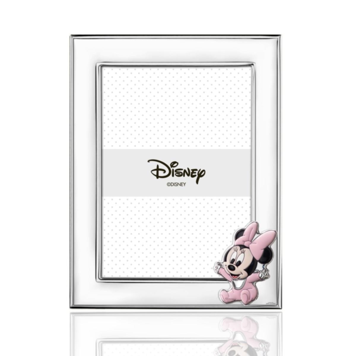 Cornice walt disney  in argento laminato con baby minnie mouse per bimba mis. 13x18