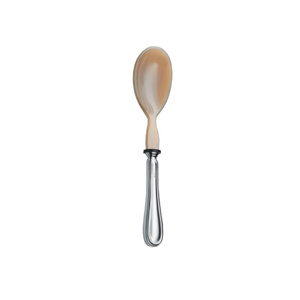 Cucchiaio per insalata in corno con impugnatura in argento tit. 800 in stile inglese