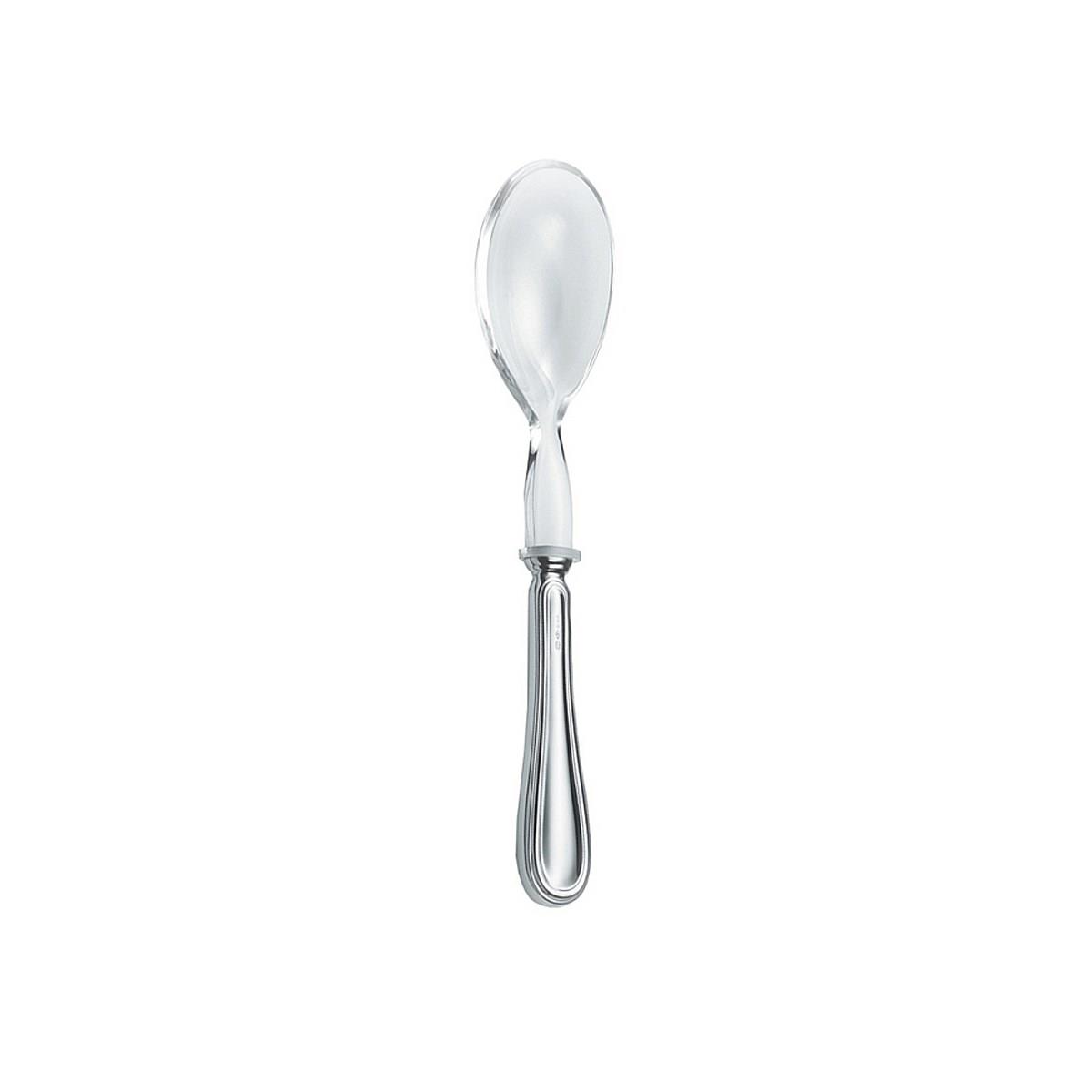 Cucchiaio per insalata in plexiglass con impugnatura in argento tit. 800 in stile inglese