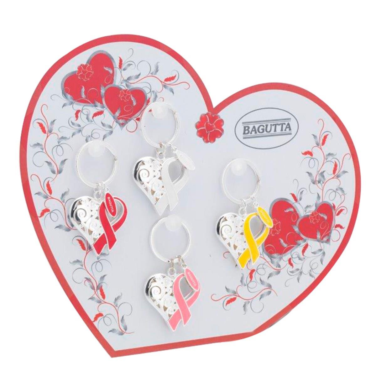 Expokit con 4 portachiavi in acciaio a forma di cuore di 8 cm
