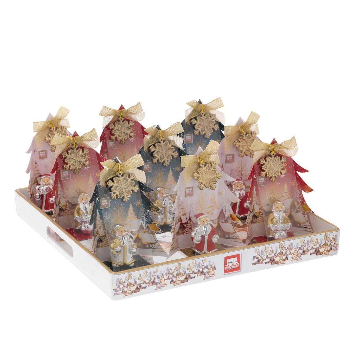 Expokit natalizio con 16 babbo natale in ceramica argentata e colorata