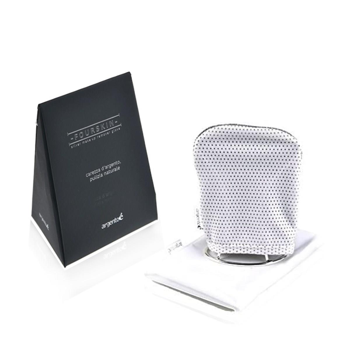 Guanto struccante fourskin di argento con supporto