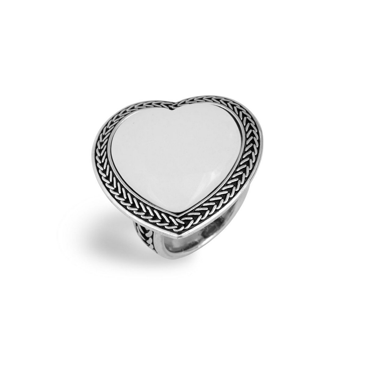 Anello cuore agata realizzato in argento 925 brunito dal brand dueaerre 1938