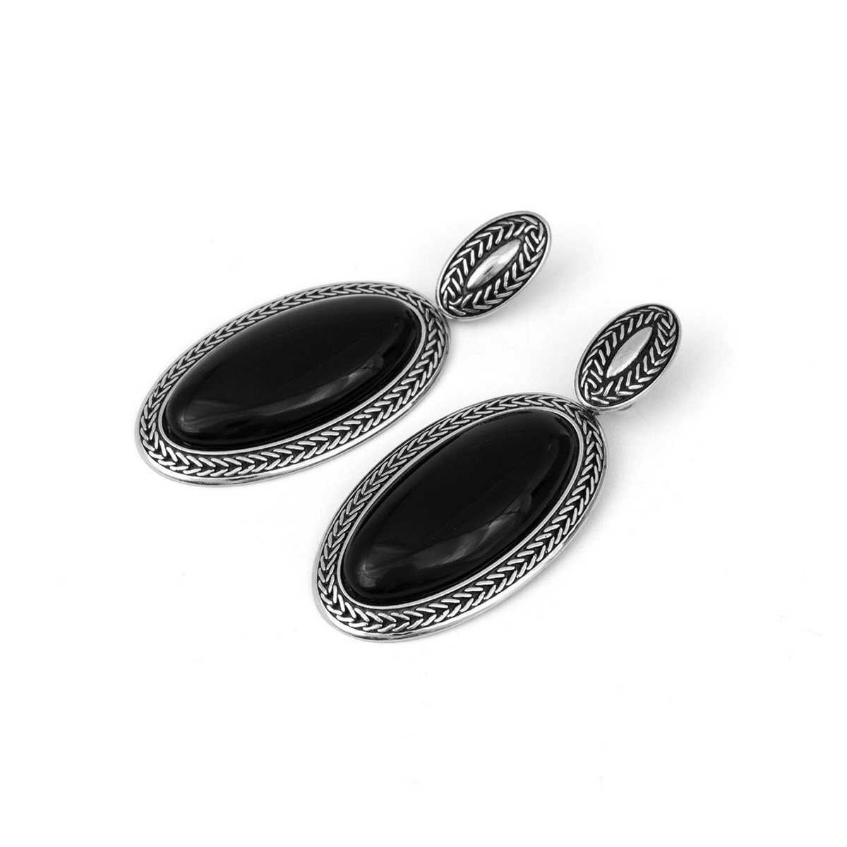 Orecchini dolcezza onice realizzato in argento 925 brunito dal brand dueaerre 1938