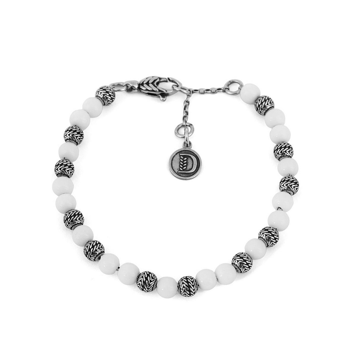 Bracciale chicchi di tesoro con agata  6mm realizzato in argento brunito 925 dal brand dueaerre 1938