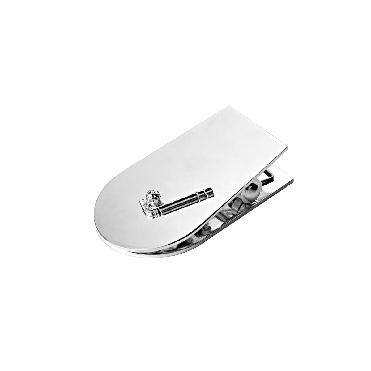 Molletta fermacarte in acciaio silver plated con mazza e pallina da golf