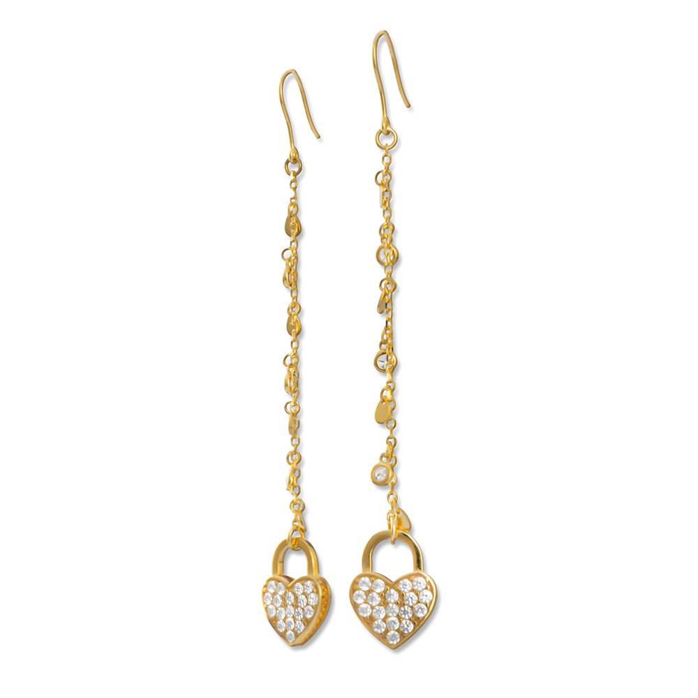 Orecchini promessa cuore dorato e zirconi realizzato in argento  925 dorato giallo dal brand dueaerre 1938