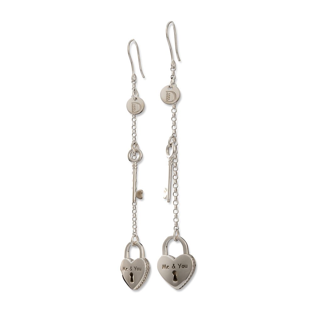 Orecchini promessa cuore con chiave realizzato in argento  925 dal brand dueaerre 1938