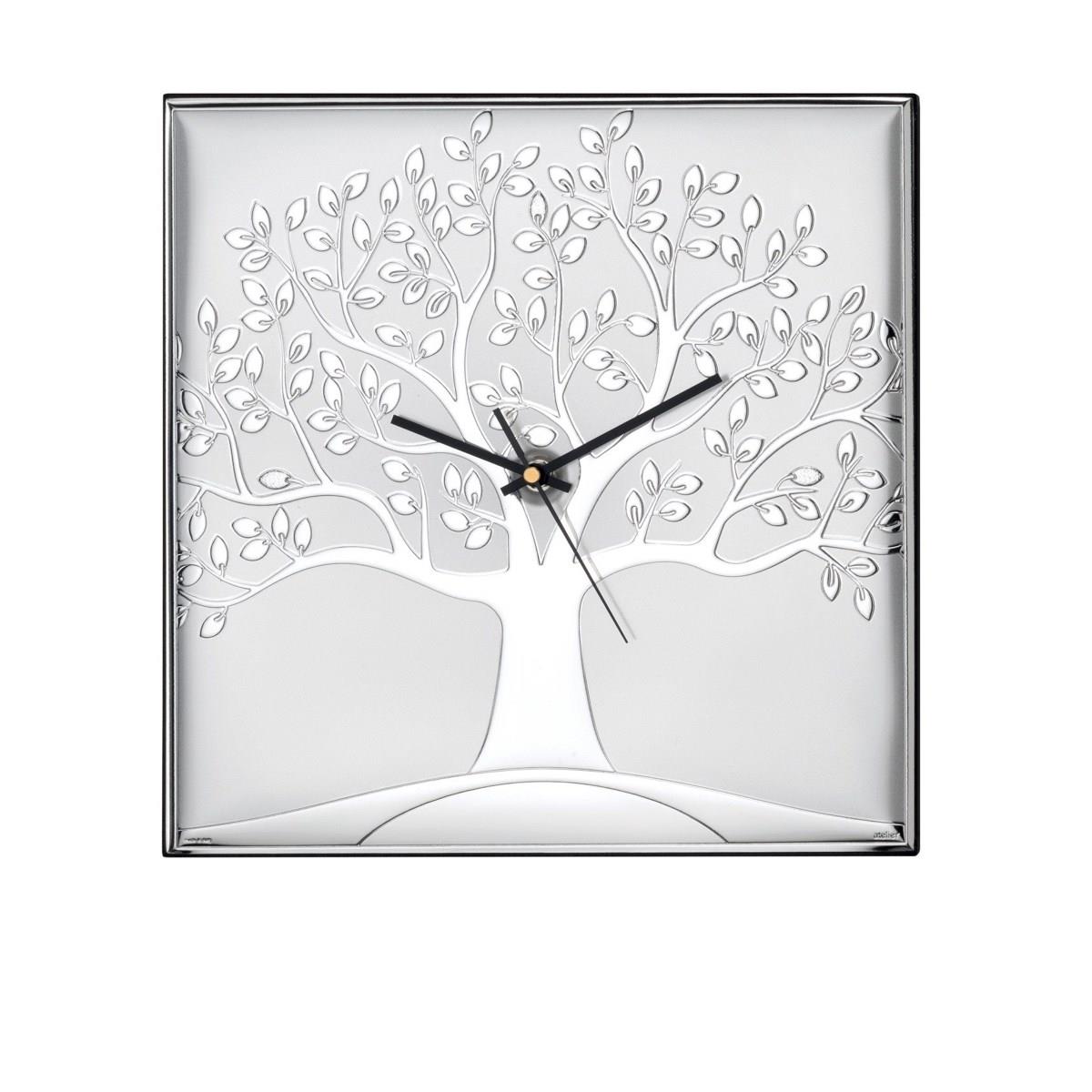 Orologio nudo da appoggio e da parete con albero della vita con retro in legno marrone